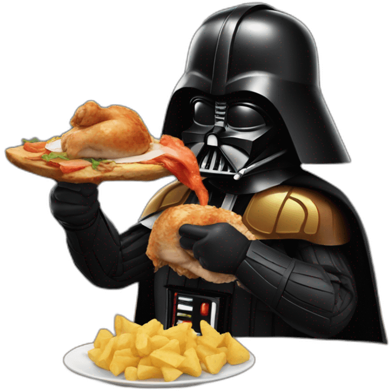 Vader eating chicken and listening to music emoji