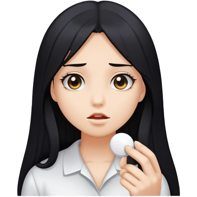 Girl with black hair and pill  emoji