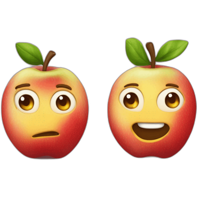 Media manzana pegada a la letra D emoji