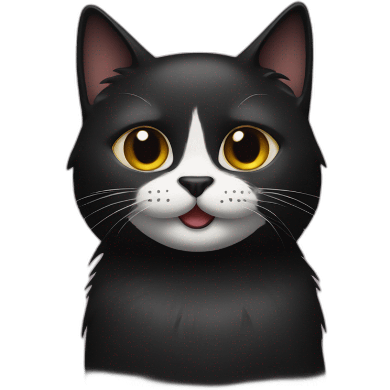 Black cat with a half while moustache emoji