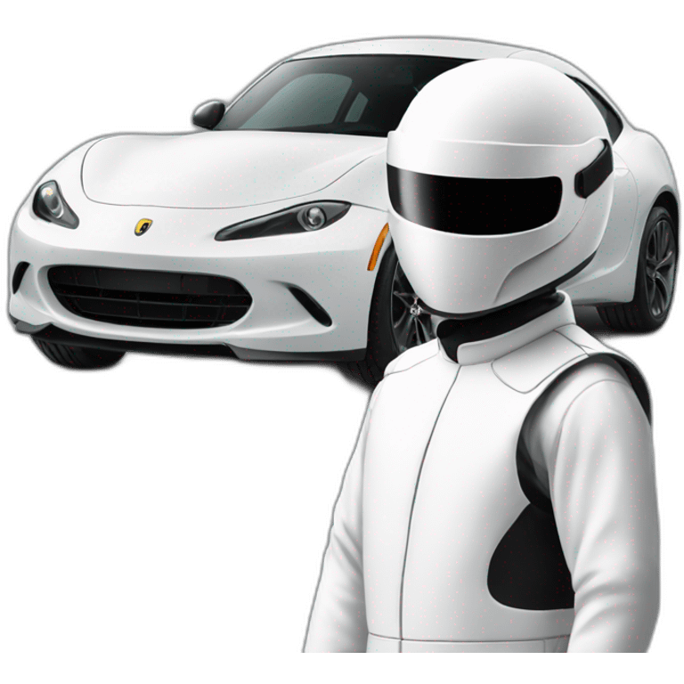 The stig looking at a car emoji