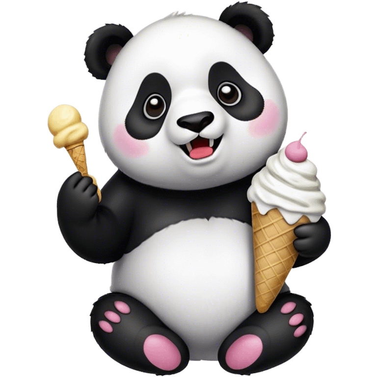 Panda eating ice cream emoji