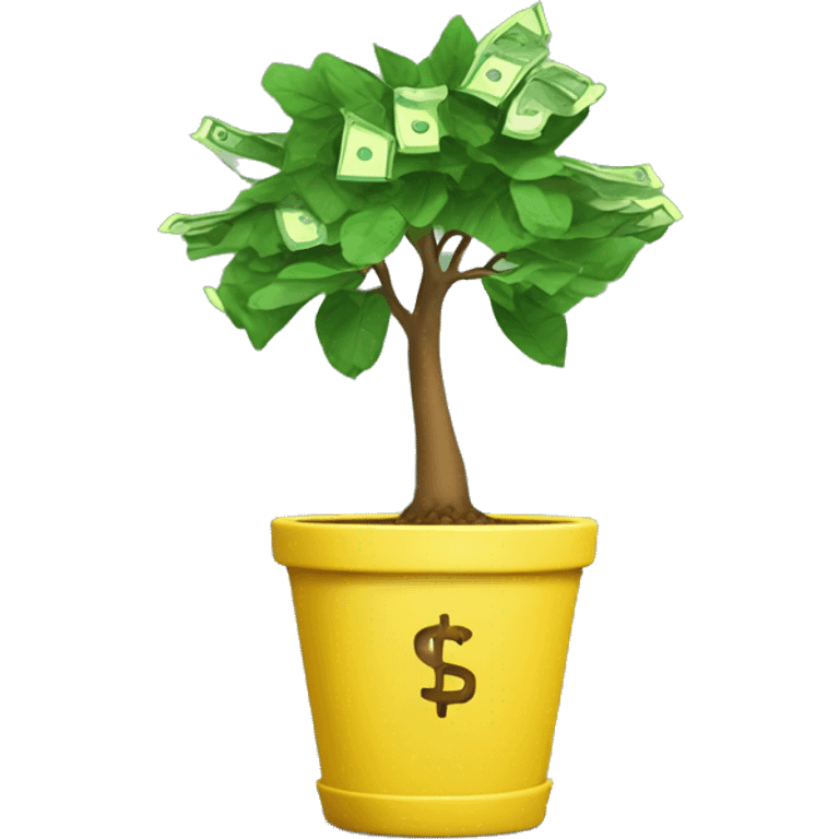 money tree growing out of a yellow pot emoji