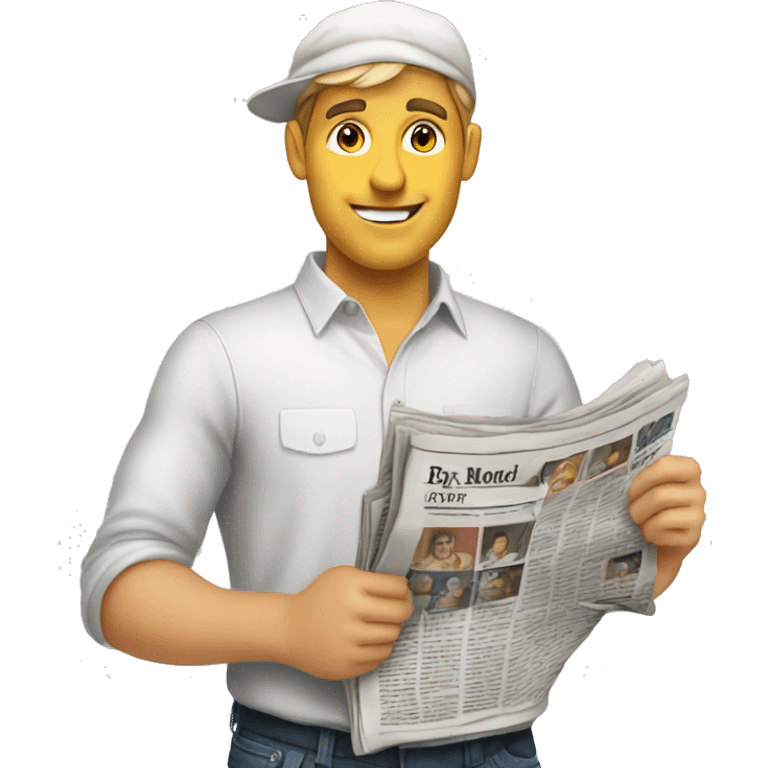 White Handsome newspaper seller emoji