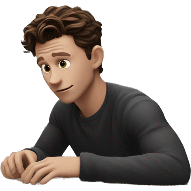 tom holland at his desk looking at his computer emoji