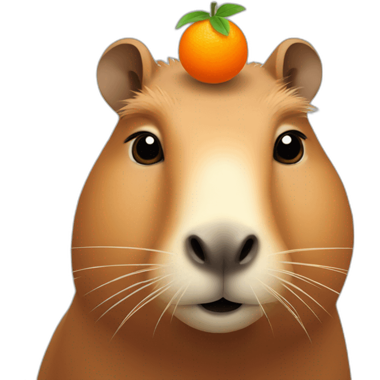 Capybara with an orange on the top of his head  emoji