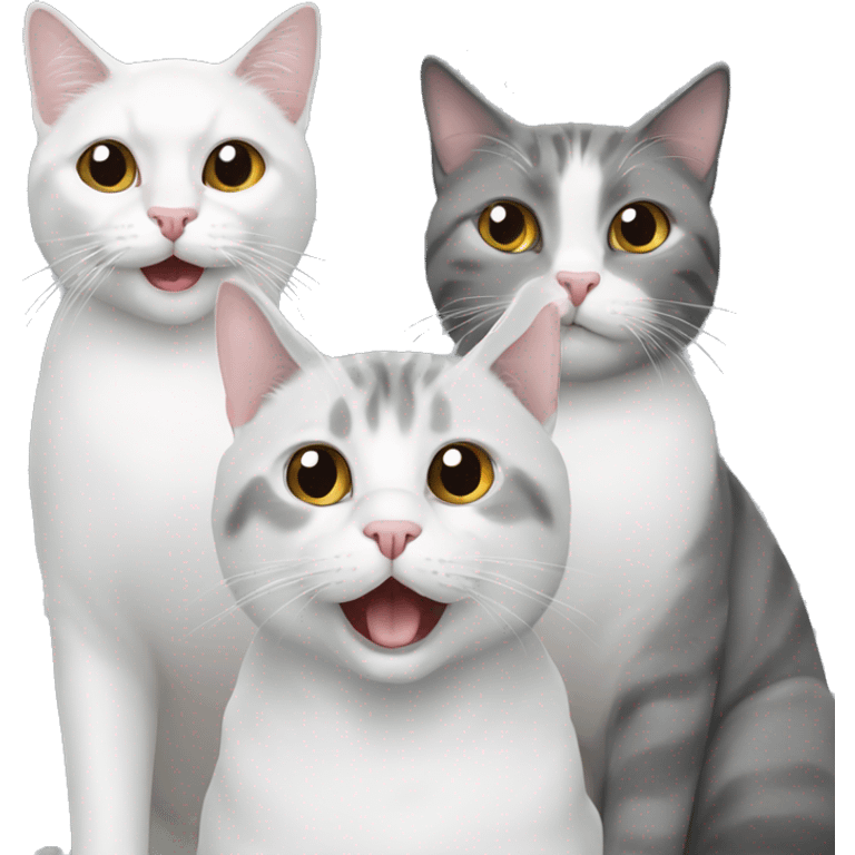 two white and one gray cat 3 cats emoji