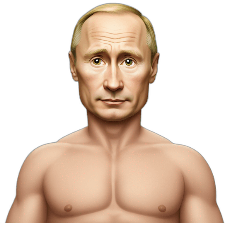 vladimir putin wearing a swimming trunk hyperrealistic emoji