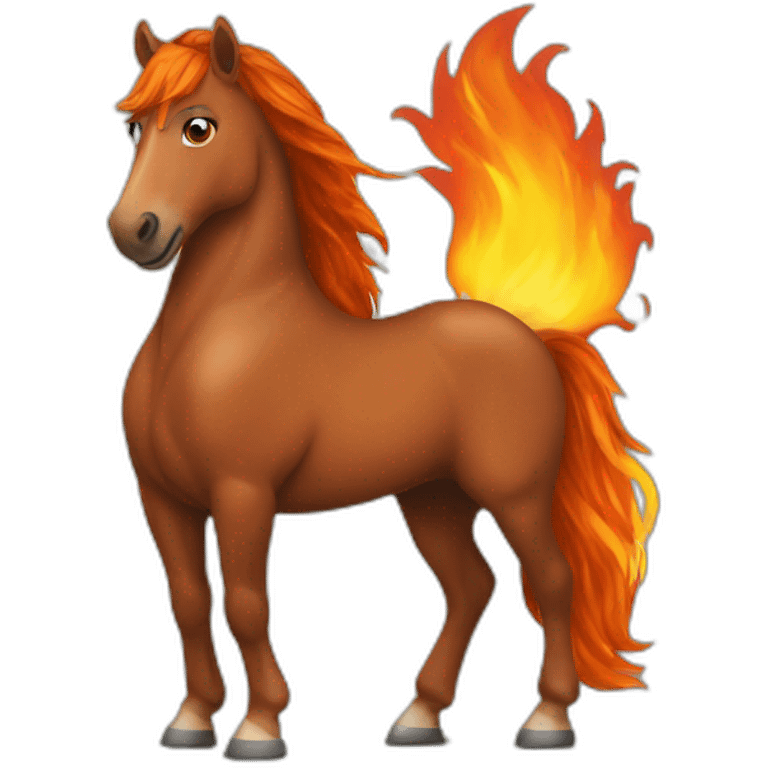 brown horse with fire hair emoji