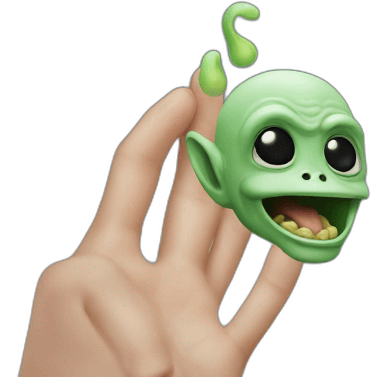 Alien raises finger emoji