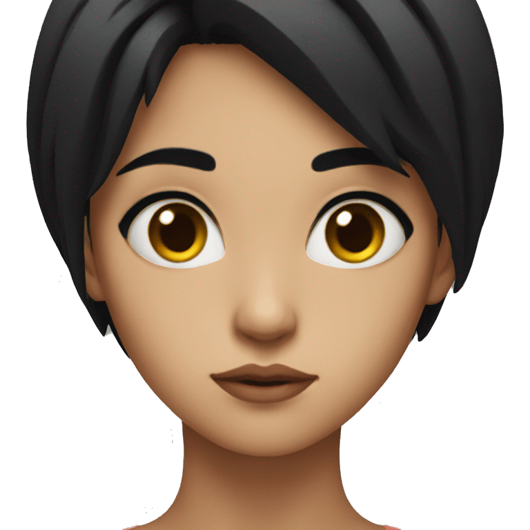  girl with intense gaze with black hair  emoji