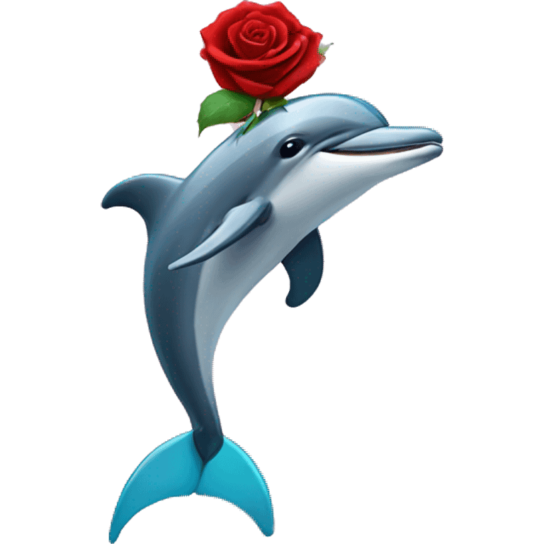 A dolphin with a rose in its mouth wearing a tuxedo  emoji