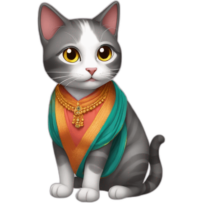 Cat wearing saree emoji