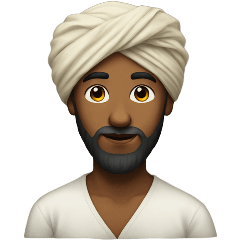 portrait of a bearded boy wearing a turban emoji