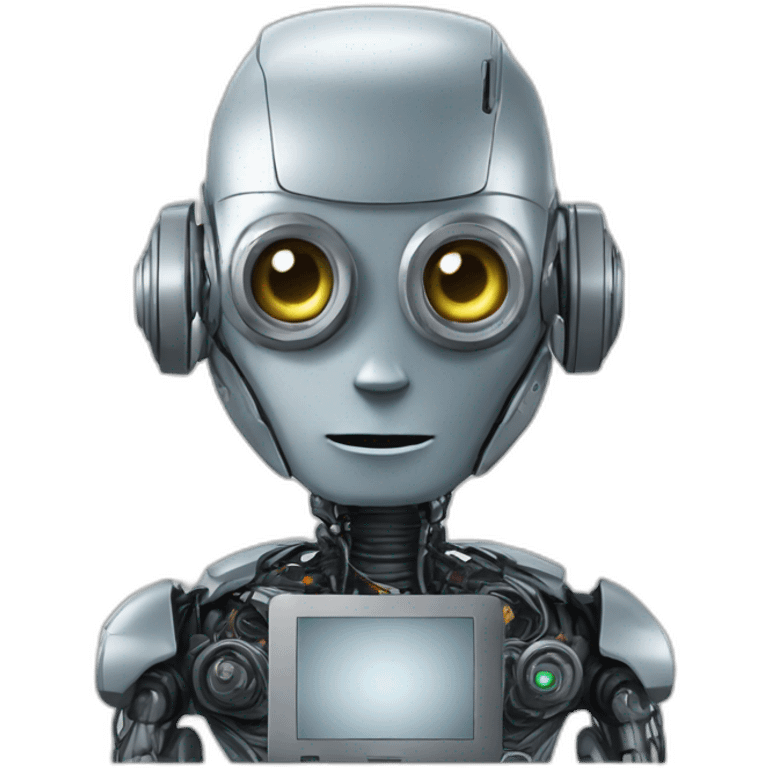 dystopian world male robot on computer emoji