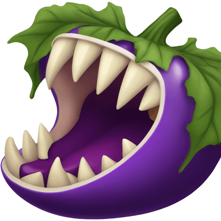 A big mouth eating eggplant emoji