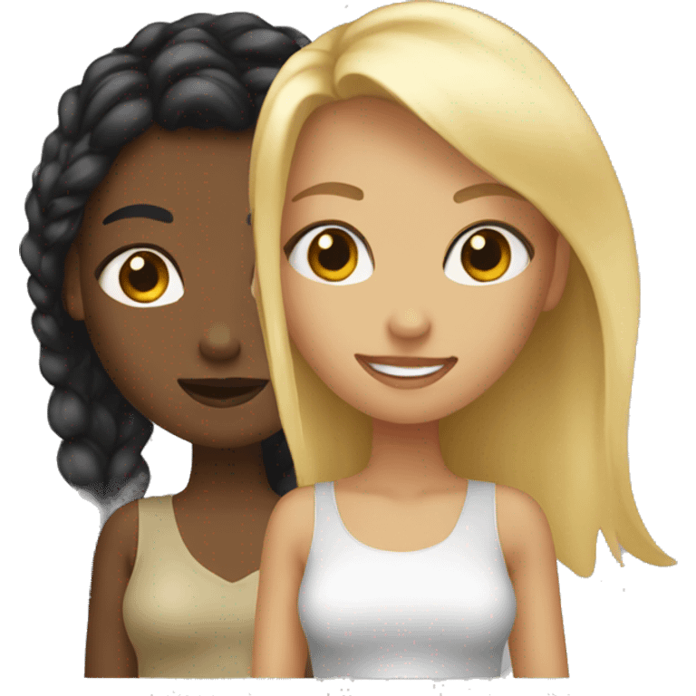 Black and blonde girl besties emoji