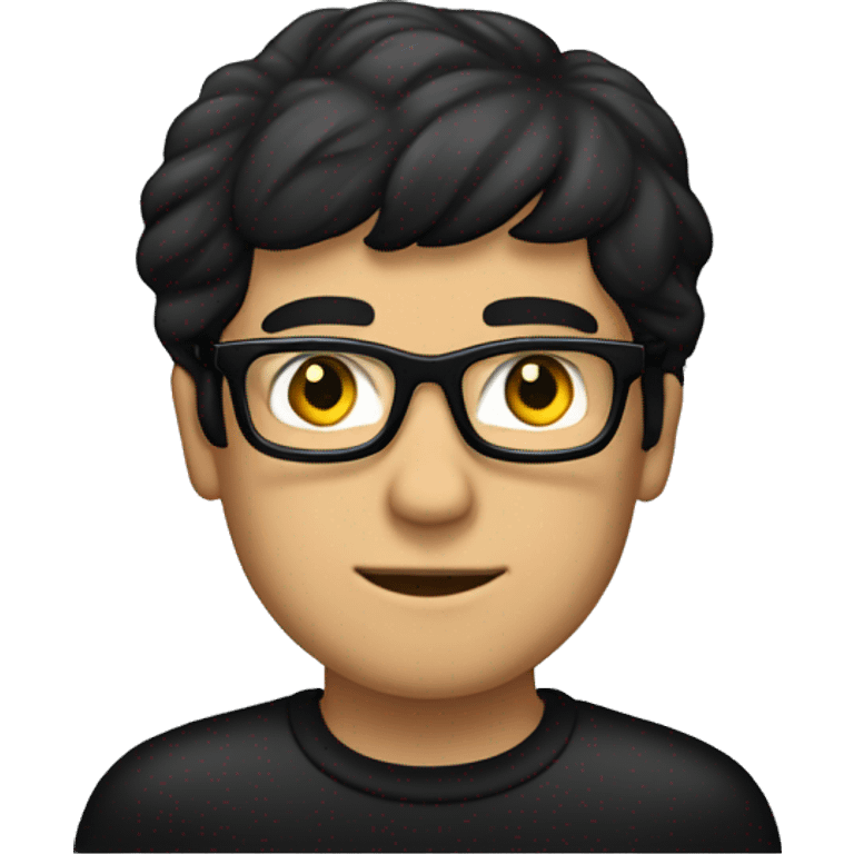 male with black shirt and glasses, black hair, flag of Sealand behind him emoji