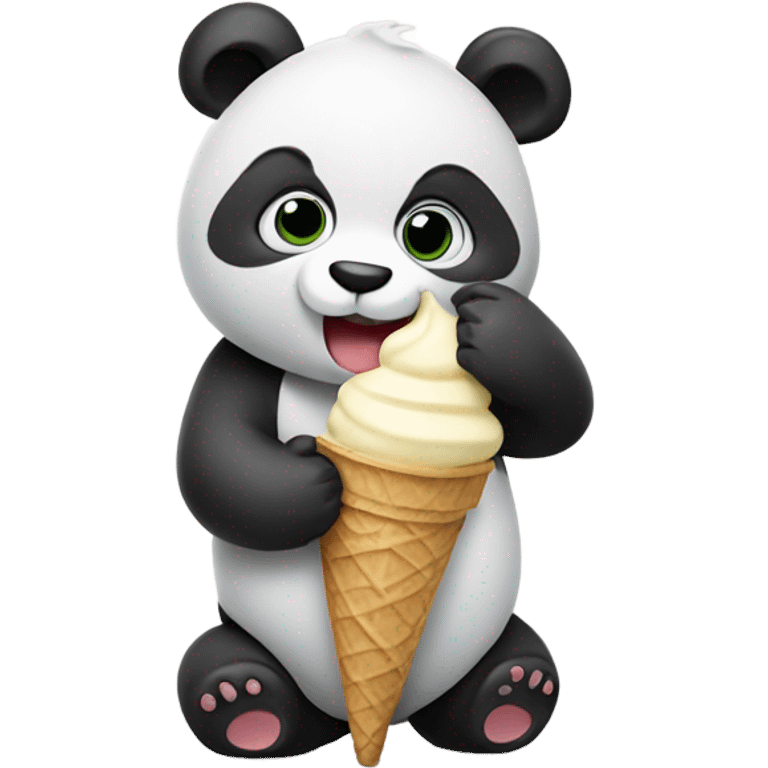 Panda eating ice cream emoji