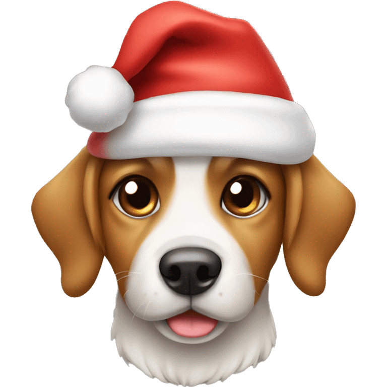 a cute dog with a santa hat emoji