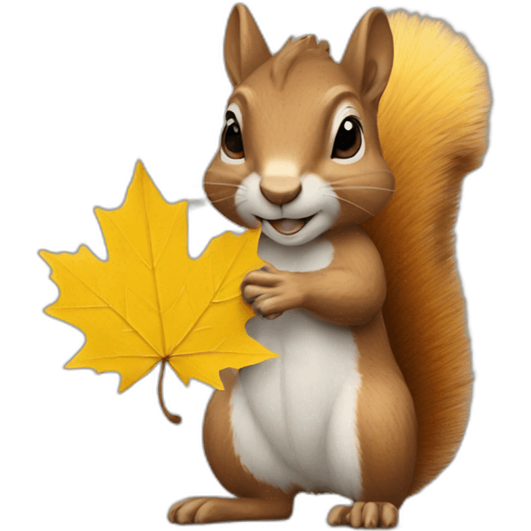 squirrel with a yellow maple leaf emoji