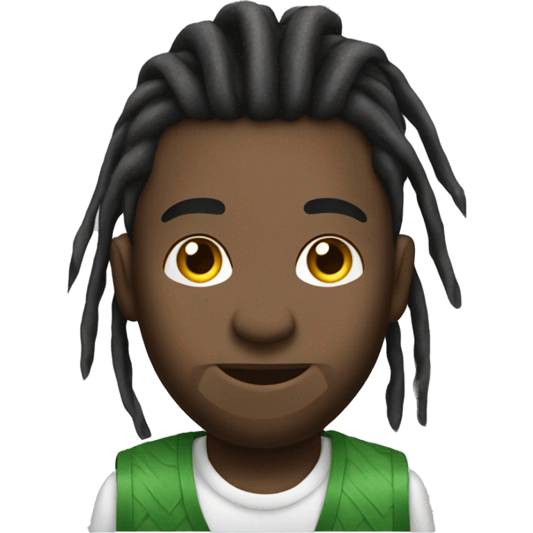 Black man with dreads in ponytail mowing  lawn emoji