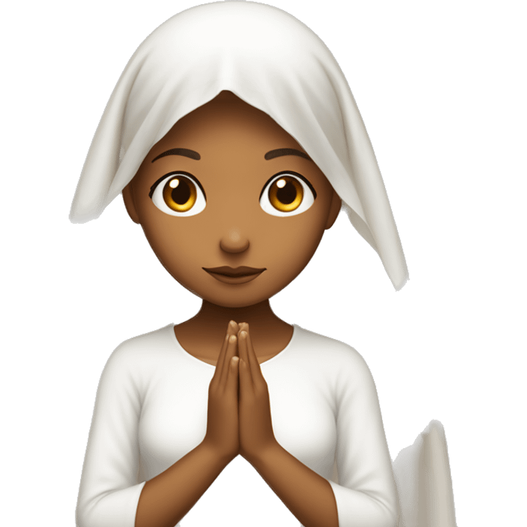 Caramel skin Girl praying for with white veil  emoji