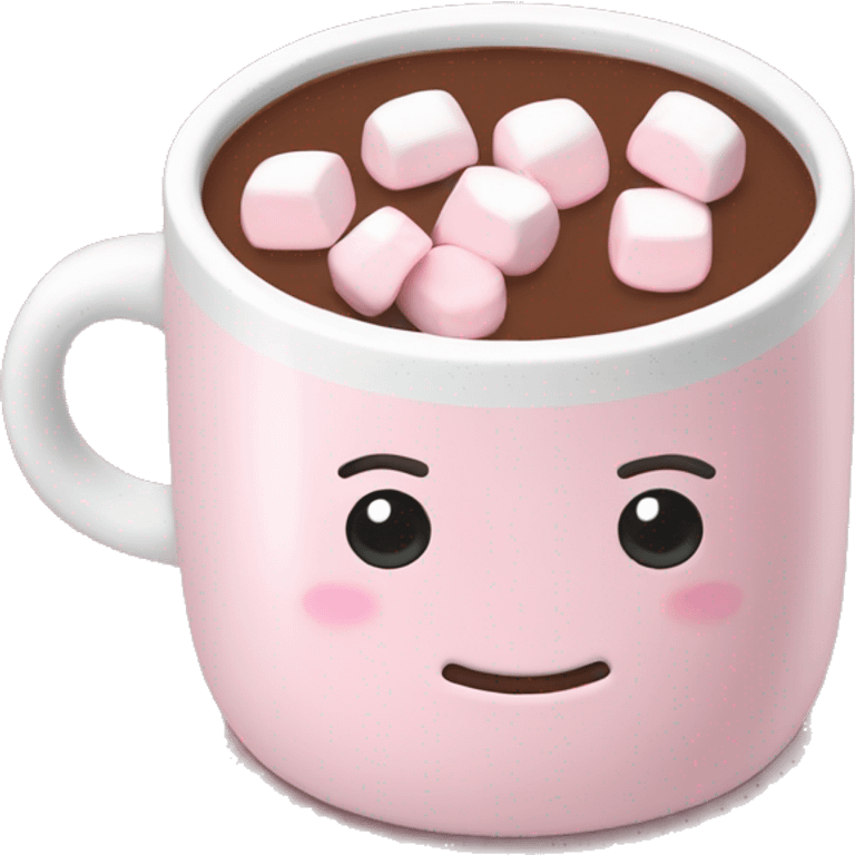 Light Pink mug of hot chocolate with marshmallows  emoji