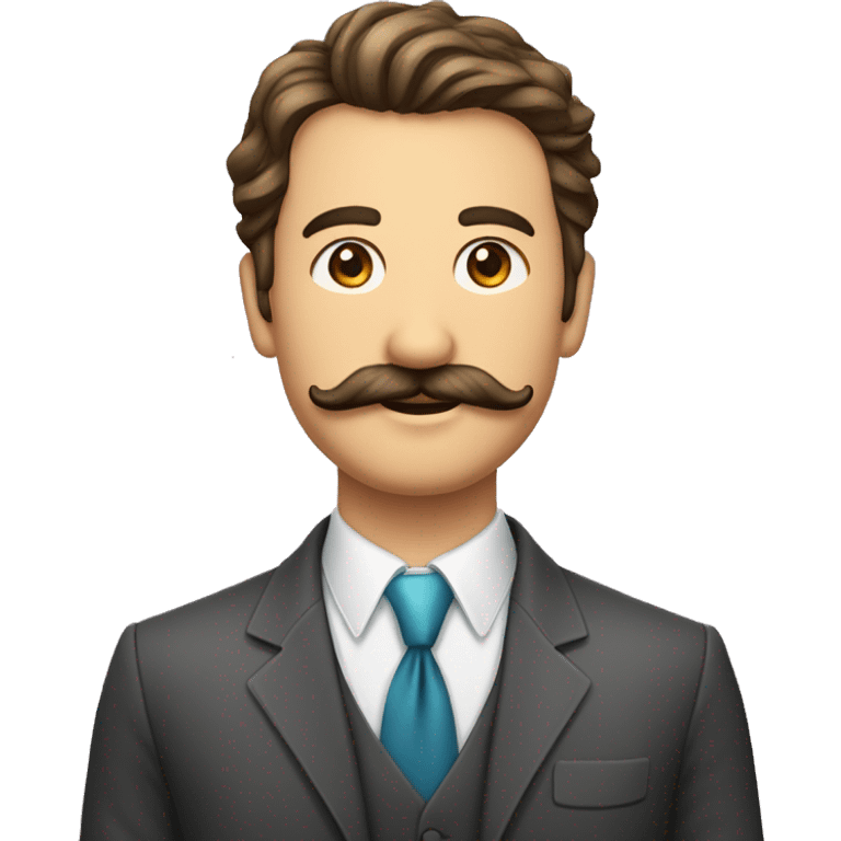 quero um homem com bigode um pouco gordo e cabelo baixo com terno e gravata emoji