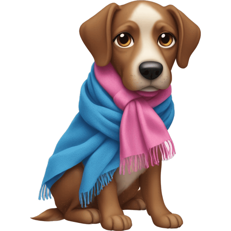 Dog with blue scarf and pink nails emoji