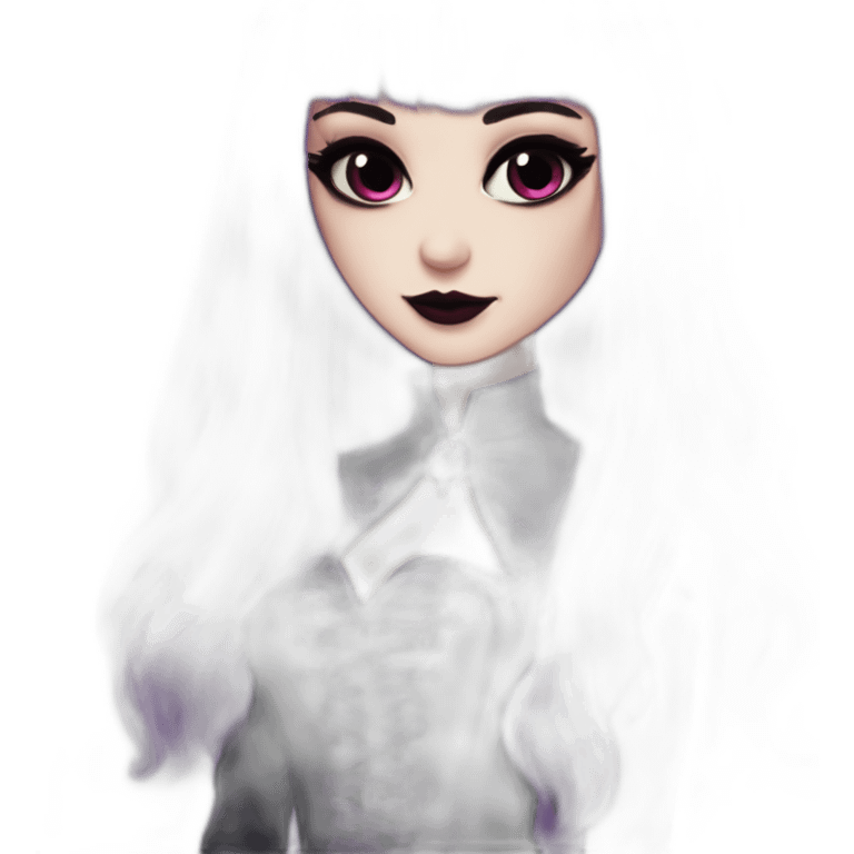 Elissabat-with-bangs-long-hair-dark-purple-and-black-vampire-goth-makeup-pinkeyes-romanticgothcloses emoji