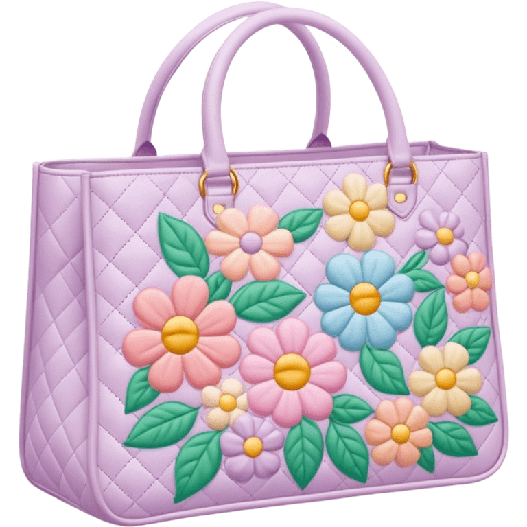 pastel floral quilted tote bag  emoji