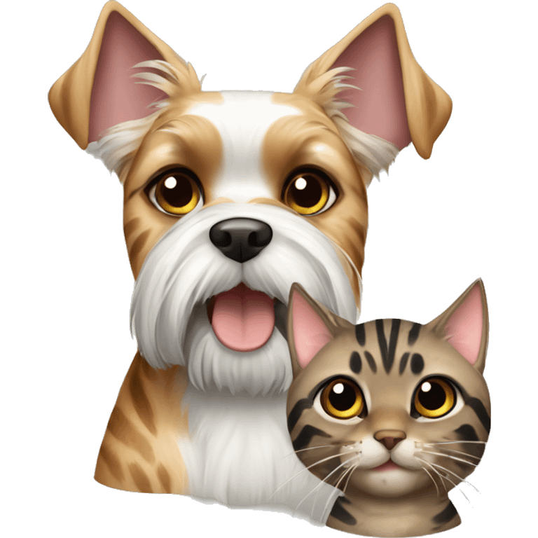 Schnauzer and 2 bengal cats  emoji