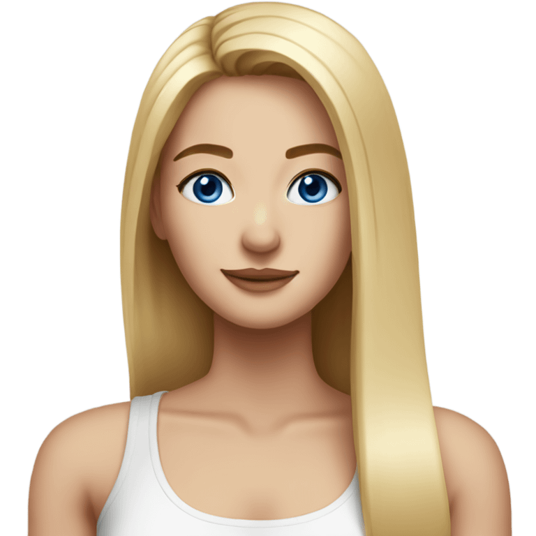 beautiful woman, long straight blonde hair, blue eyes, white tank top emoji