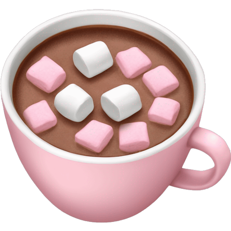 Light Pink mug of hot chocolate with marshmallows  emoji