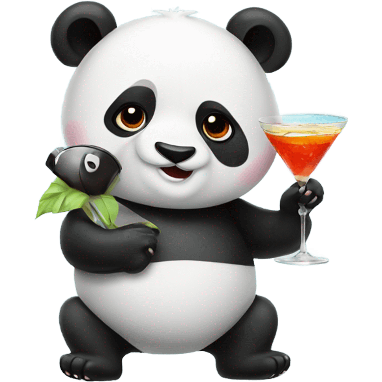 Panda with a cocktail emoji