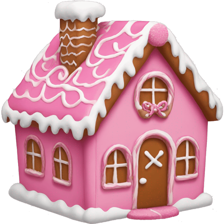 A pink gingerbread house emoji