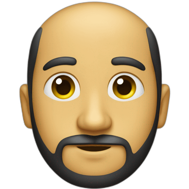 Hombre de 30 años con barba y piel amarilla de ojos negros redondos emoji