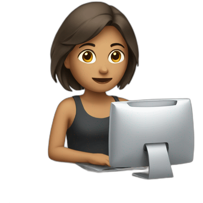 girl work on computer emoji