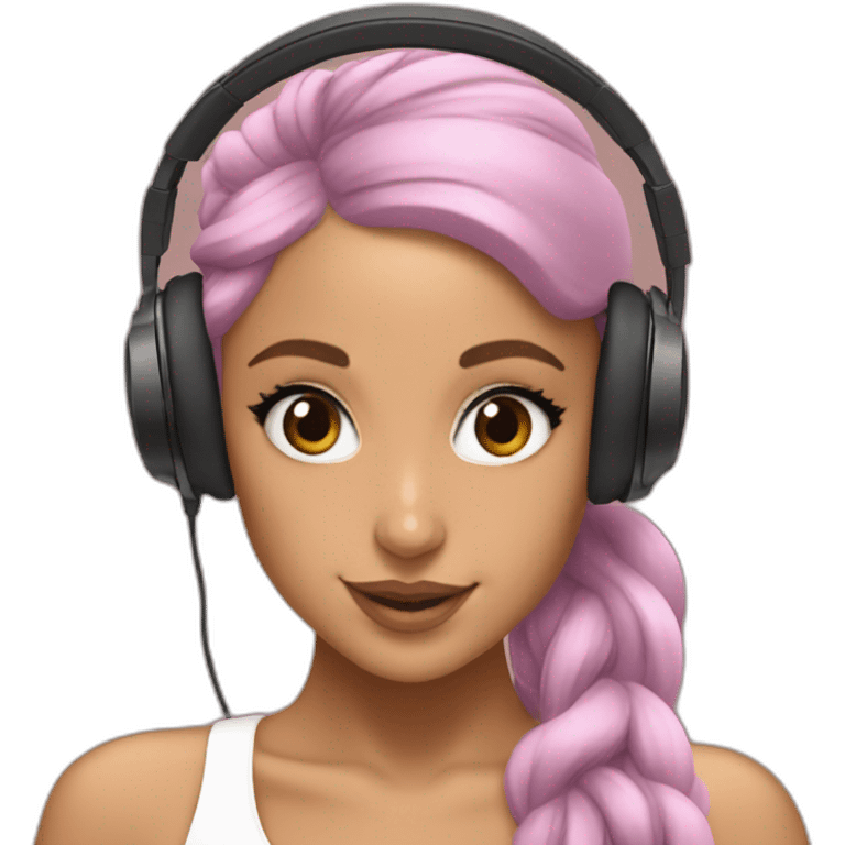 Ariana grande with headphones vibing at the music emoji