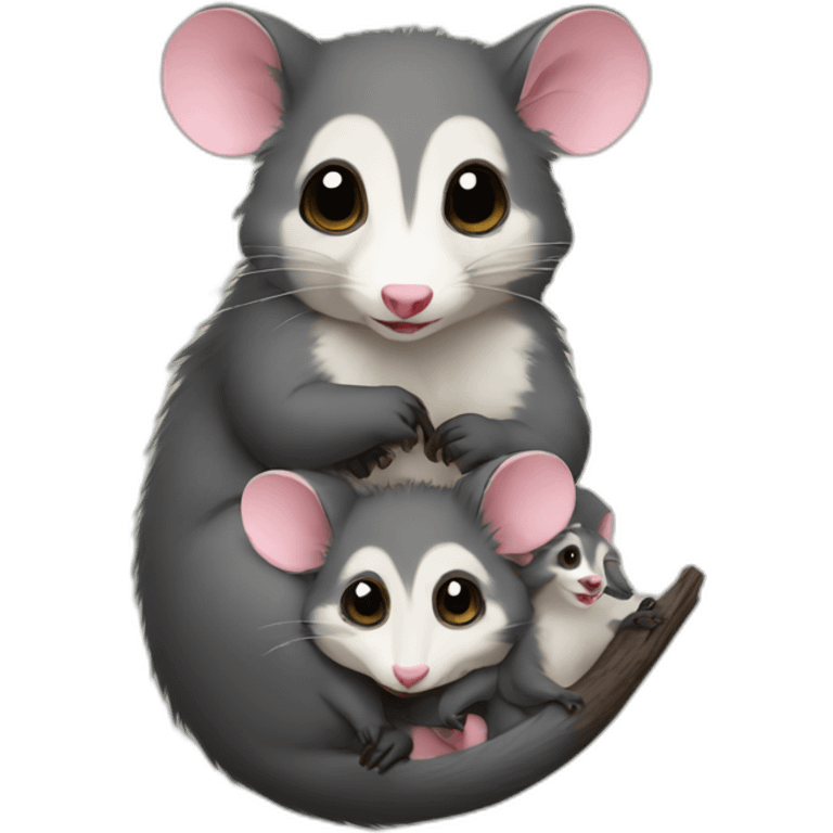 Possum with babies emoji