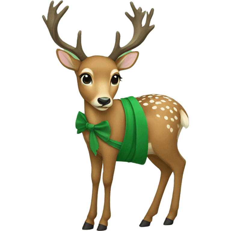 Deer wearing green dress emoji