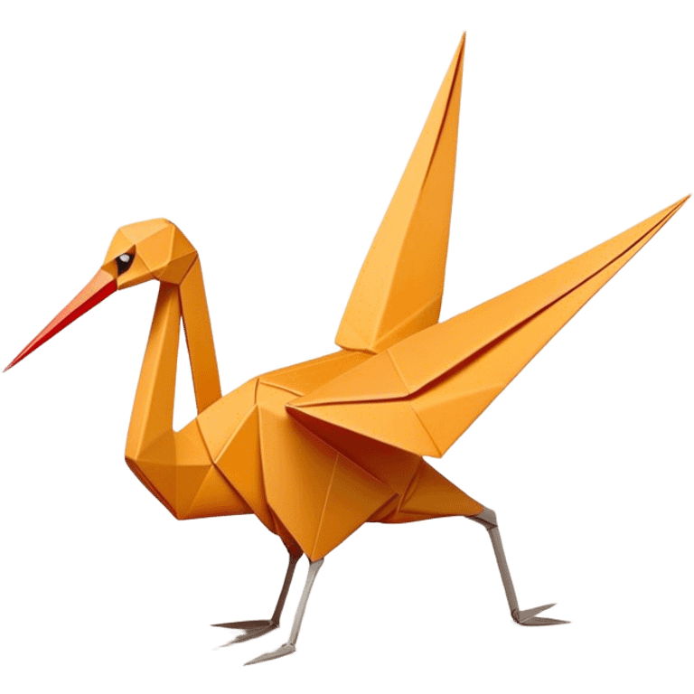 Cinematic Realistic Origami Crane Emoji, featuring a beautifully folded paper crane with crisp, delicate edges and intricate creases. The elegant structure casts soft shadows under warm, natural lighting, with a subtle texture of fine paper enhancing its serene and symbolic presence. emoji