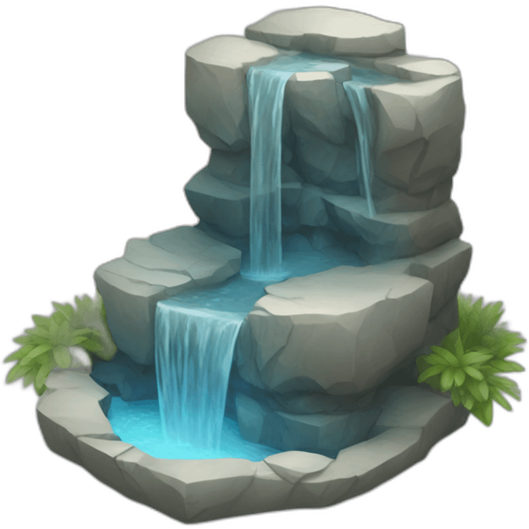 water spring with stone 2.5D emoji