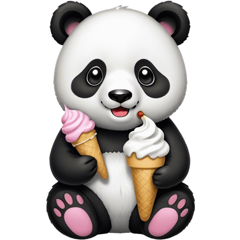 Panda eating ice cream emoji