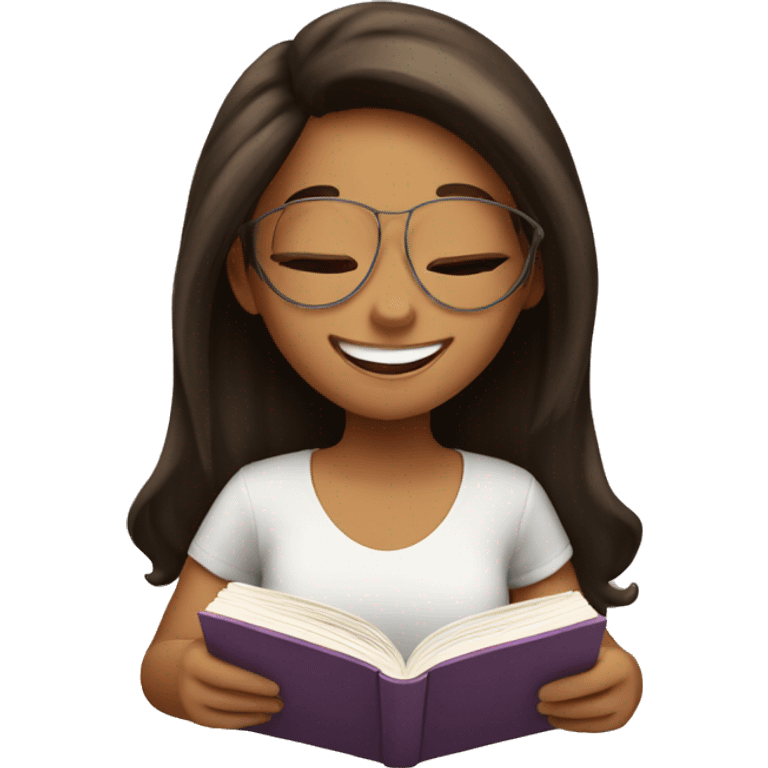 Happy girl reading a book  emoji