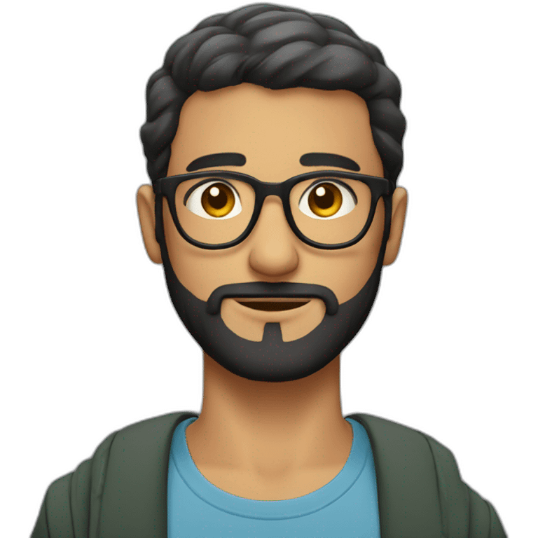 arabic guy with short hair, small beard and tranparent glasses emoji