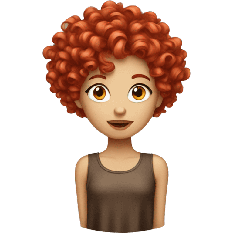 Red head girl curly hair  with curtains bangs  emoji