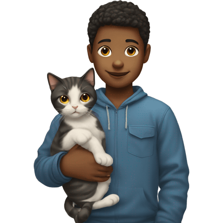 boy holding cat portrait emoji