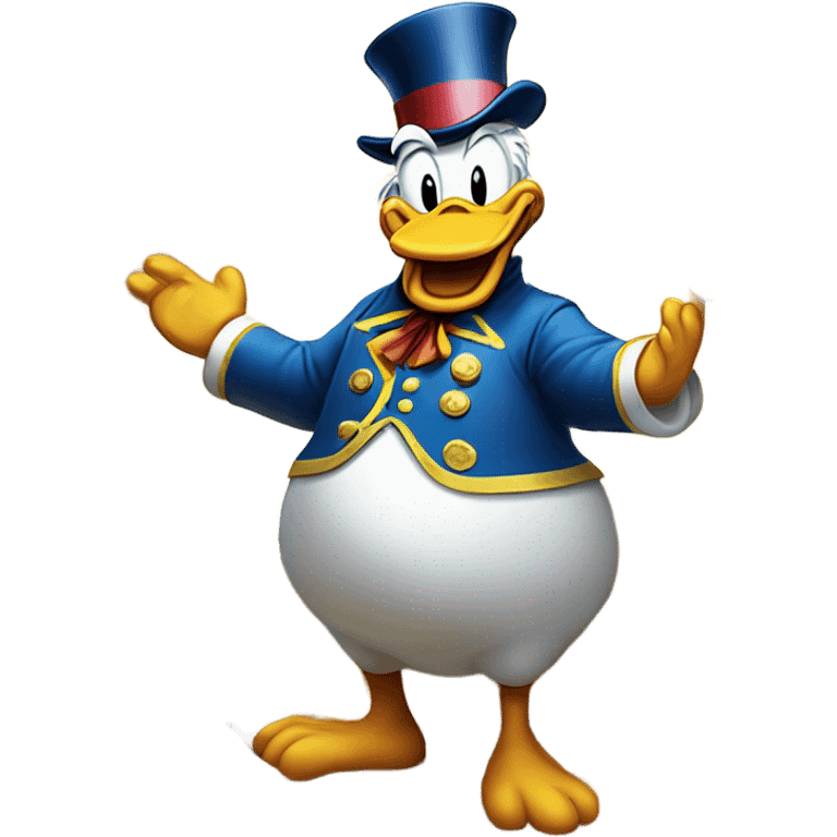 scrooge mcduck standing atop a pile of money emoji